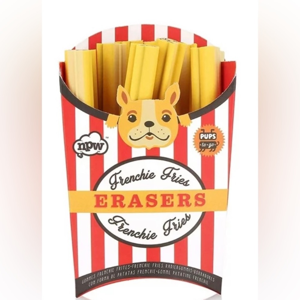 “Frenchie” fries erasers, set of 10, new